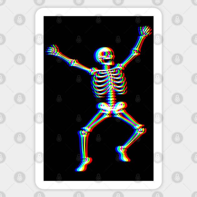 EDM Dancing Skeleton Vaporwave Techno Rave Party Sticker by Luxinda